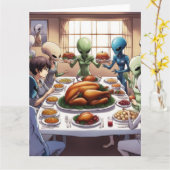 Carte Aliens Thanksgiving (Fleur jaune)