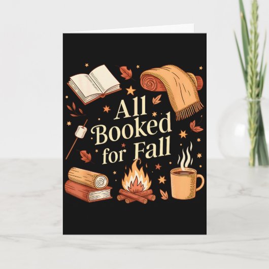 Carte All Booked For Fall Books Coffee Fall Leaves Pumpk (Devant)