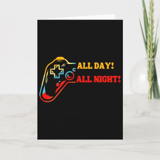 Carte All Day-all Night Gamer Tee – Funny Gift For Conso (Devant)