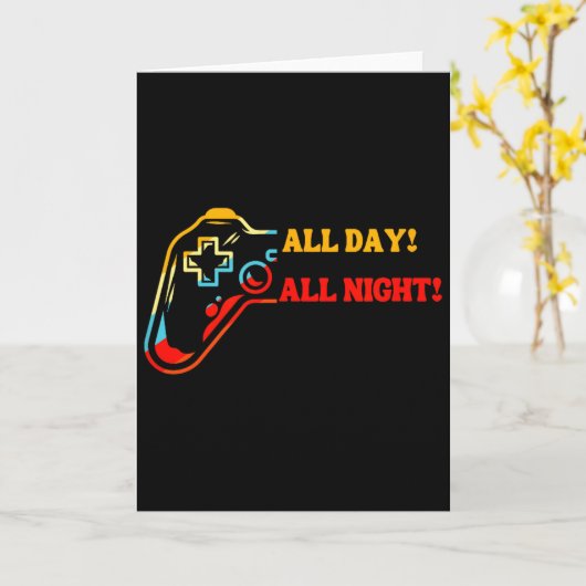 Carte All Day-all Night Gamer Tee – Funny Gift For Conso (Fleur jaune)