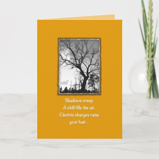 Carte All Hallows' Eve Tree & Wraith Grey Card (Devant)