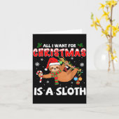 Carte All I Want For Christmas Is A Sloth Funny Holiday (Fleur jaune)