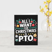 Carte All I Want For Christmas Is Pto Funny Christmas  (Fleur jaune)