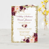 Carte All In One Burgundy Floral Parties scintillant Mar (Fleur jaune)