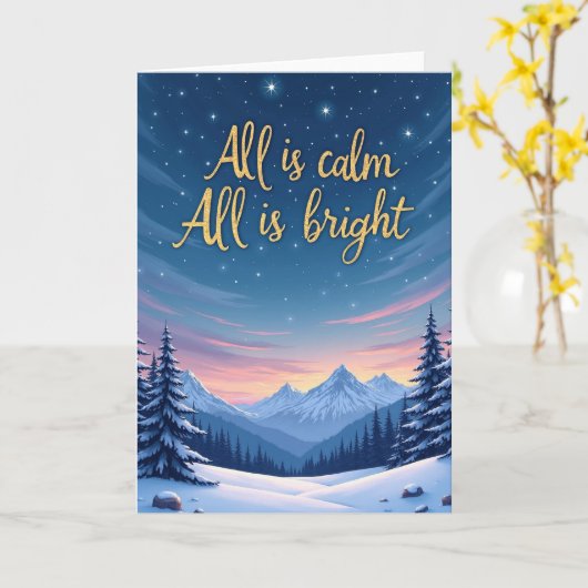 Carte All is Calme All is Bright Winter Night Sky Card (Fleur jaune)