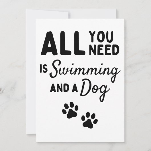 Carte All you need is swimming and a dog (Devant)