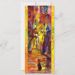 Carte ALLÉE MÉDIÉVALE DE NUIT À FLORENCE, jaune rouge