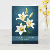 Carte Alleluia Religious Easter Lilies Blue Background (Fleur jaune)