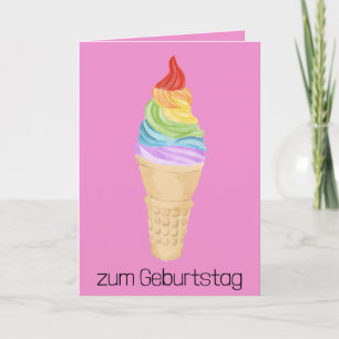 Carte Allemand Anniversaire Rainbow Gay pride glace crèm