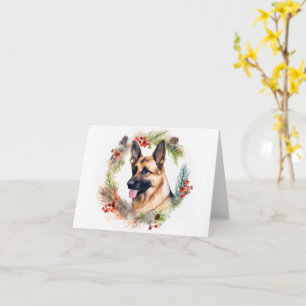 Carte Allemand Berger Noël Wreath Festive Pup