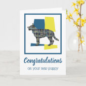 Carte Allemand Shepherd Puppy Félicitations (Fleur jaune)