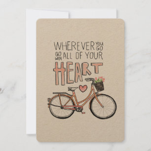 Carte Aller Avec Tout Votre Coeur - Vélo Vintage
