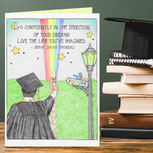 Carte Aller en toute confiance Rainbow Graduation Card