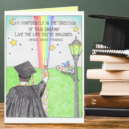 Carte Aller en toute confiance Rainbow Graduation Card