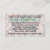 Carte Allergène 1 (Dos)