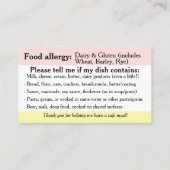 Carte Allergy, Restaurant Convivial Celiac (Dos)
