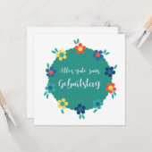 Carte Alles gute zum Geburstag-Happy Birthday en alleman (Devant/Arrière en situation)