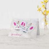 Carte Allez Bien Bientôt Chaussons De Lapin À La Fourrur (Fleur jaune)