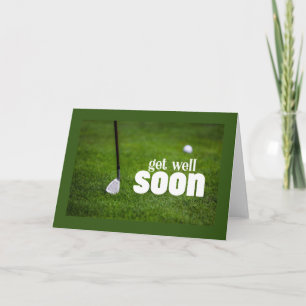 Carte Allez-vous bien bientôt avec balle de golf sur ver