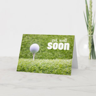 Carte Allez-vous bien bientôt avec balle de golf sur ver