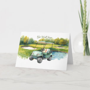 Carte Allez-vous bien bientôt avec Golf Cart en vert