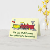 Carte Allez-y bientôt avec le train et les ballons (Fleur jaune)