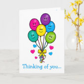 Carte Allez-y bientôt : Ballons souriants et amour (Fleur jaune)