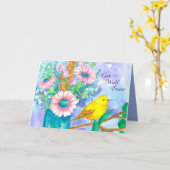 Carte Allez-Y Bientôt Bouquet Fleur Oiseau Jaune (Fleur jaune)
