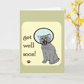 Carte Allez-y bientôt | Chat avec cône (Fleur jaune)