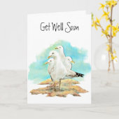 Carte Allez-y bientôt, de la bande de mouettes, oiseaux (Fleur jaune)