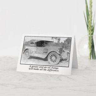 Carte Allez-y bientôt, voiture vintace en attente de ser