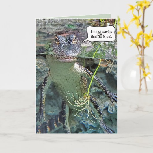 Carte Alligator 50e anniversaire (Fleur jaune)