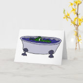 Carte Alligator amusant dans un dessin sur la baignoire (Fleur jaune)