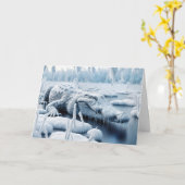 Carte Alligator D'Anniversaire Dans Un Marécage De Neige (Fleur jaune)