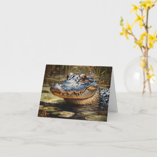 Carte Alligator dans les Everglades Wildlife Art (Fleur jaune)