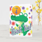 Carte Alligator du 4e anniversaire (Fleur jaune)