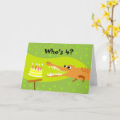 Carte Alligator du 4e anniversaire (Fleur jaune)