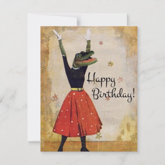 Carte Alligator Femmes Joyeux Anniversaire (Devant)