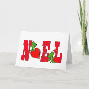 Carte Alligator Noel Heart Cute sur blanc