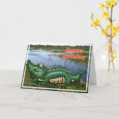 Carte Alligator vert de bande dans le joyeux (Fleur jaune)