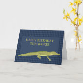 Carte Alligator Vert Graphique Personnalisé Anniversaire (Fleur jaune)