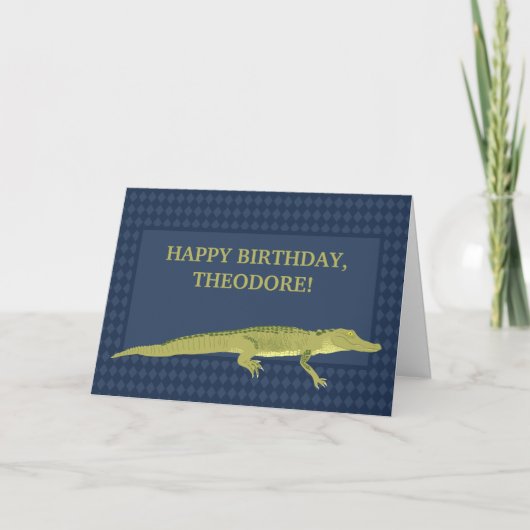 Carte Alligator Vert Graphique Personnalisé Anniversaire (Devant)
