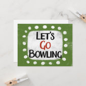 Carte Allons au Bowling Greeting Card (Devant/Arrière en situation)