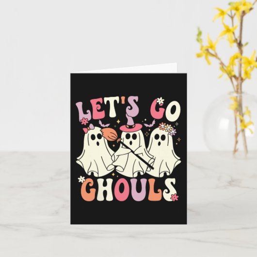 Carte Allons Gouls Halloween Ghost Costume Retro Groo (Fleur jaune)