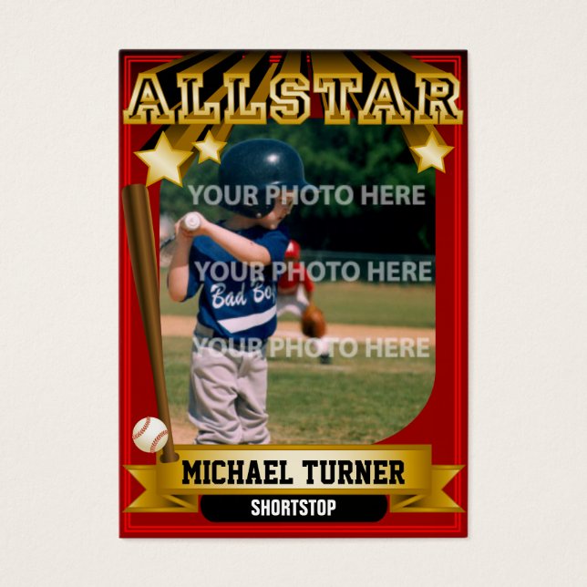 Carte ALLSTAR Dark Red Custom Baseball Card (Devant)