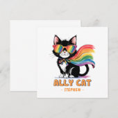 Carte Ally Cat - Rainbow Cat LGBTQ Pride (Devant / Derrière)