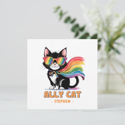 Carte Ally Cat - Rainbow Cat LGBTQ Pride (Debout devant)