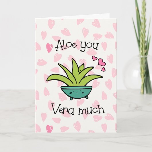 Carte Aloe You Vera Much Amour Mignon Pun (Devant)