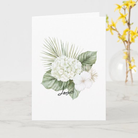 Carte Aloha Beach Tropical Hydrangea Floral Mariage (Fleur jaune)