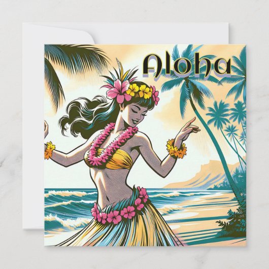 Carte Aloha | Hawaii Hula Dancer sur la plage (Devant)